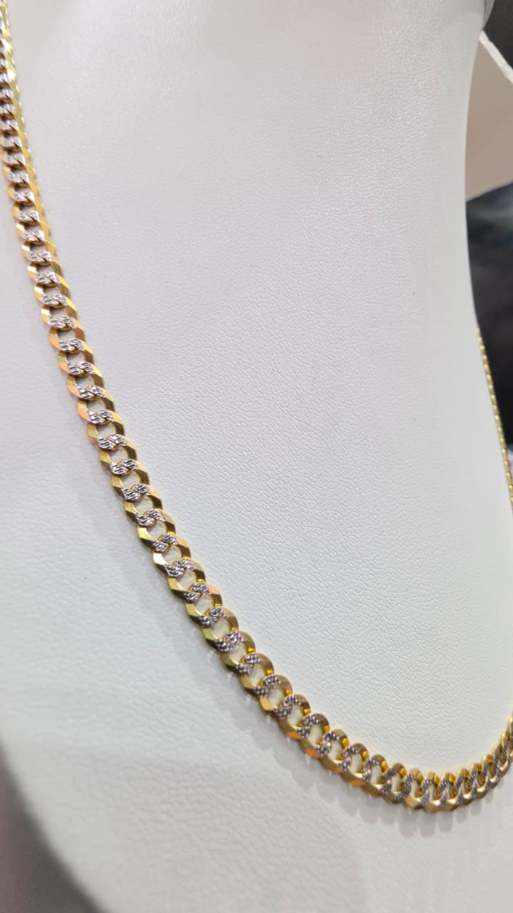 Cadena Cubana Diamantada de 5 mm – Oro de 10K – 65 cm