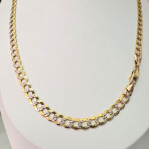 Cadena Cubana Diamantada de 7 mm – Oro de 10K – 65 cm