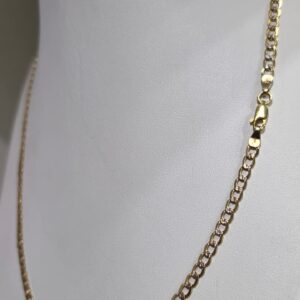 Cadena Cubana Diamantada Hueca de 4 mm – Oro de 10K – 50 cm