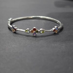 Pulsera de aro dama en plata con incrustaciones brillantes colores